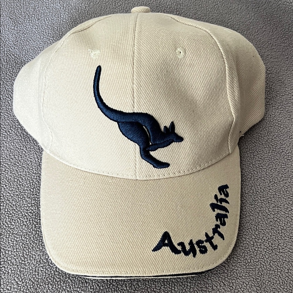 Beige Kangaroo Embroidered Baseball Cap